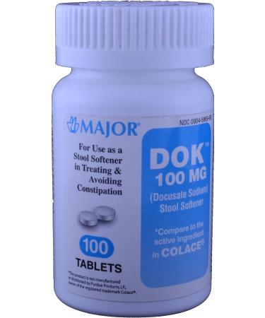 Docucate Sodium 100 mg Crushable Tablets for Gentle Reliable Relief from Occasional Constipation Generic for Colace Crushable 100 Tablets per Bottle Pack of 8 Bottles Total 800 Tablets - Buy Online on GoSupps.com