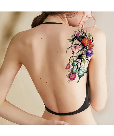 STALT Large Flower Temporary Tattoos for Women - Waterproof Color and Black Tattoo Stickers - 3D Rose Peony Blossom Design for Shoulders, Arms, Legs, and Back - Buy Online on GoSupps.com