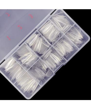 Nail Tips,500pcs Natural French Nail Tip,Acrylic Half Cover False Nails Tips With Box for Nail Salon Nail Art and Home DIY Nail Art, 10 Sizes (French Nail Clear)