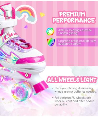 Adjustable Light up Roller Skates for Kids - Black/Pink/Purple - Sizes 10-13C - Ages 4-13 - Buy Online on GoSupps.com