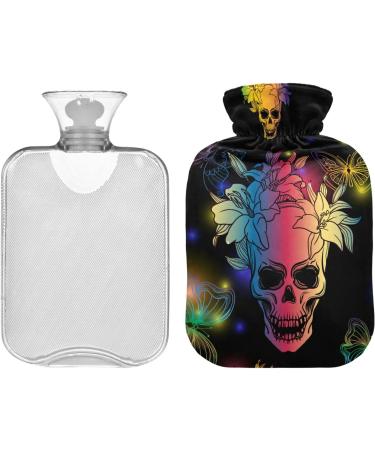 Colorful Skull Hot Water Bottle with Cover - 2L Heating Bag for Pain Relief & Menstrual Cramps - Buy Online on GoSupps.com