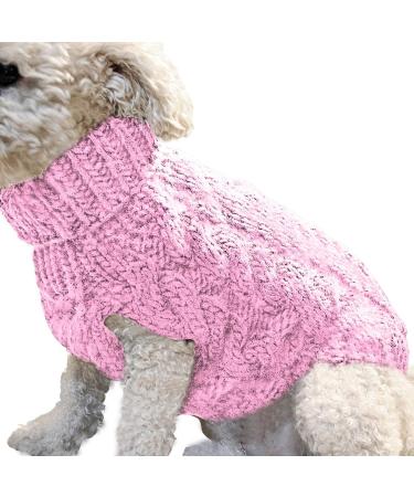 Shop Famkit Pink Pet Dog Roll Collar Sweater - Warm Fashion Knitwear & Outwear for Small Dogs (M-2: 5.5-7.7lb) - Buy Online on GoSupps.com