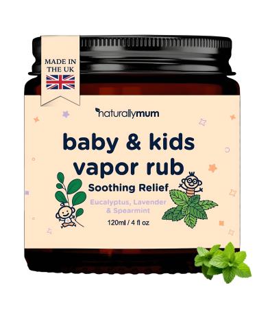 NaturallyMum Baby & Kids Vapor Rub Natural Chest Rub for Congestion Relief & Calmer Sleep Spearmint Eucalyptus & Lavender Menthol Free Safe for Babies 6m+ Made in UK