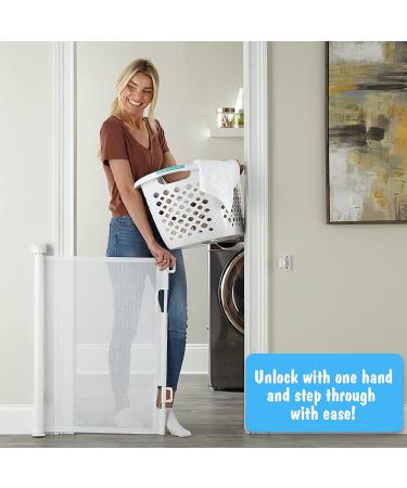 Cumbor Retractable Baby Gate for Stairs & Pets | 33 Tall Safety Gate for Kids | Indoor/Outdoor Mesh Dog Gate (White) - Buy Online on GoSupps.com