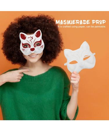 HOLIDYOYO Cat Mask - Unpainted White Therian Masks for DIY Halloween | Half Face Fox Masks | International Shipping Available - Buy Online on GoSupps.com