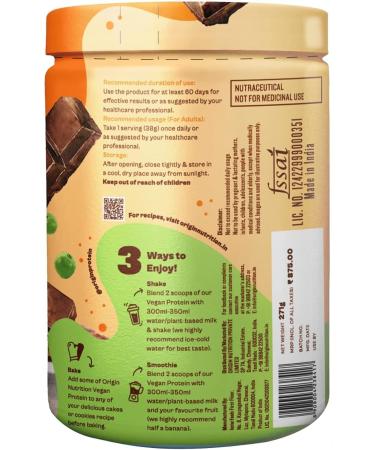 Or n Nutriti Natural Vegan Plant Protein Powder - 25g Pea & Pumpkin Seed Allergen Free Easy to Digest Chocolate Flavor 271g - Strength & Recovery - Buy Online on GoSupps.com