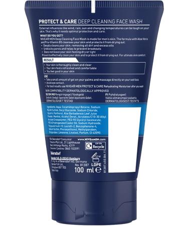  NIVEA MEN NIVEA MEN Deep Cleaning Nettoyant visage Protect & Care (100 ml) - Buy Online on GoSupps.com