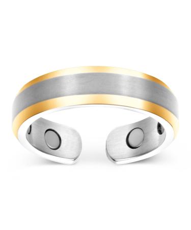 Smarter lifestyle Elegant magnetic therapy ring made of titanium pain relief for arthritis and carpal tunnel syndrome size 10 silver & gold