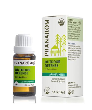 Pranarom - Aromashield Outdoor Defense Diffusion Blend (15ml) - Lemongrass Citronella Clove & Tea Tree - 100% Pure Essential Oil Blend for Outdoor Protection|USDA and ECOCERT Certified Organic
