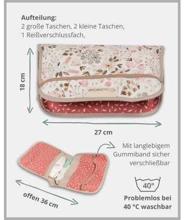 ULLENBOOM Diaper Pocket - Compact Diaper Bag for 3 Diapers & Wipes | Made in EU | Casual Pink Flowers - Buy Online on GoSupps.com