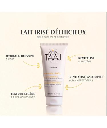 TAAJ | Lait Iris Delhicieux | ABHYANGA | Hydrates Protects & Softens | For supple shower and refreshed skin | No Greasy Effect | 96% ingredients of natural origin | Cruelty Free | 200ml - Buy Online on GoSupps.com