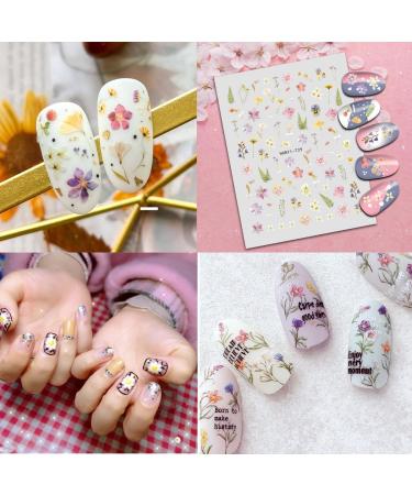 9 Sheets Spring Flower Nail Art Stickers Self-Adhesive Colorful Floral Nail Stickers Decals DIY Nail Art Supplies Decals for Women Girls Nail Tips Design Decoration Accessories - Buy Online on GoSupps.com