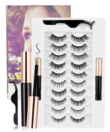Magnetic Eyelashes with Eyeliner 10 Pairs Upgraded 3D False Eyelashes Natural Eye Lashes Reusable Magnetic Lashes with Tweezers Easy to Wear False Lashes No Glue Need Fake Eyelashes Gift for Women - Buy Online on GoSupps.com
