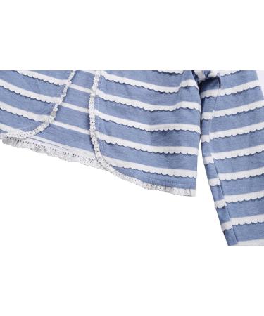 Bonny Billy Girls Knitted Cotton Bolero Shrug - 4-5 Years, Blue Stripe | Kids Cardigan - Buy Online on GoSupps.com
