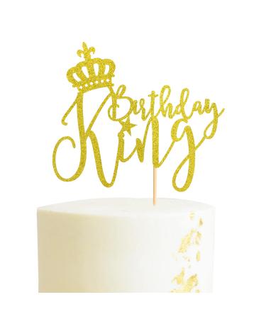 Arthsdite King Birthday Cake Topper Boy Prince 1st 2nd 3rd 10th 13th 18th 21st 30th 40th 50th Birthday Cake Topper/Gender Reveal Party Decorations - Gold Glitter