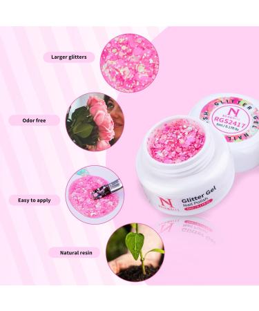 Noirwhite Glitter Gel Nail Polish Set -12 Colors Sparkle Aurora Sequins Gel Polish Resplendent Neon Colorful Trendy Translucent Glitter Solid Nail Polish Kit Pink Gold White Blue Green Soak Off UV LED Solid Gel Nail Polish for Home DIY Manicure Nail Salon - Buy Online on GoSupps.com