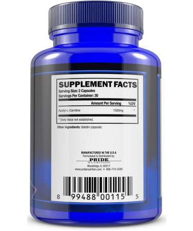 Acetyl L Carnitine 1500mg Supplement - Energy & Mental Focus - Antioxidant Brain Protection - 60 Capsules - Buy Online on GoSupps.com