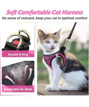 Cat Harness and Lead for Walking Escape Proof Adjustable Kitten Harness and Lead Set with Reflective Strip Soft Mesh Kitten Vest Harness for Outdoor Comfort Fit Easy to Control XS Pink - Buy Online on GoSupps.com