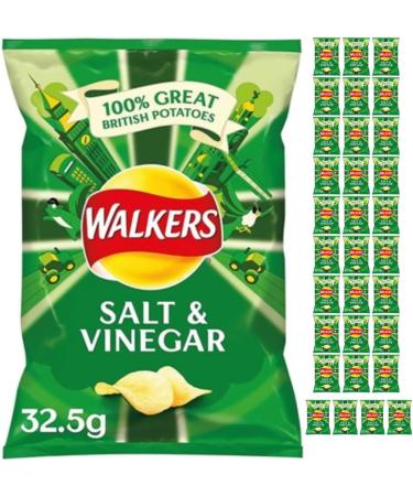 Walkers Salt and Vinegar Crisps Chips 32.5g x 32 Pieces - Buy Online on GoSupps.com