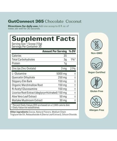 Nature M.D. GutConnect 365 Chocolate Coconut |Gut Health SuperFood Powder | Vegan Certified | Allergen Free | Non-GMO | Soy Free | Made in The USA | 30 Servings - Buy Online on GoSupps.com