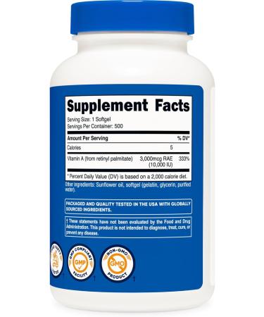 Nutricost Vitamin A 10 000 IU 500 Softgels (2 Bottles) - Buy Online on GoSupps.com