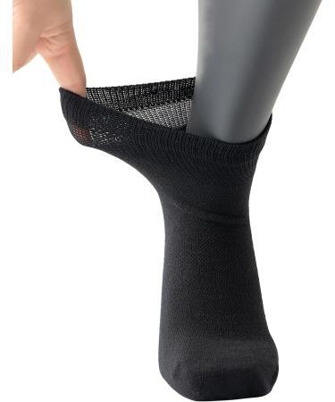 Yomandamor Men's 5-Pack Coolmax Diabetic Ankle Socks - Seamless Toe, Size 10-13, Black - Buy Online on GoSupps.com