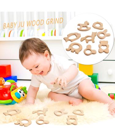 Tyfyh 8-Piece Wooden Baby Bite Ring Set | Safe Wooden Animal Teething Toys | DIY Craft Wooden Rings for Babies & Childcare - Buy Online on GoSupps.com