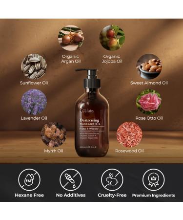 Gya Labs Destressing Massage Oil - Oils for Massage & Skin - Crafted with Lavender Rose Otto Rosewood Myrrh Jojoba & Argan Oils (200 ml) - Buy Online on GoSupps.com
