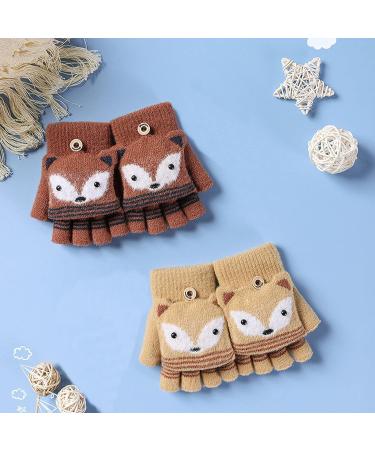 Kids Puppy Flip Top Half Finger Gloves - Fox/Red | Ages 3-8 Yrs - Buy Online on GoSupps.com