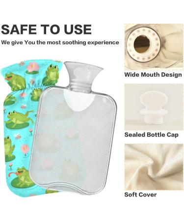 Oarecol Cute Frog Hot Water Bottle - 2L Pink Flower Warmer for Pain Relief & Cramps | Cozy Green Animals Design - Buy Online on GoSupps.com