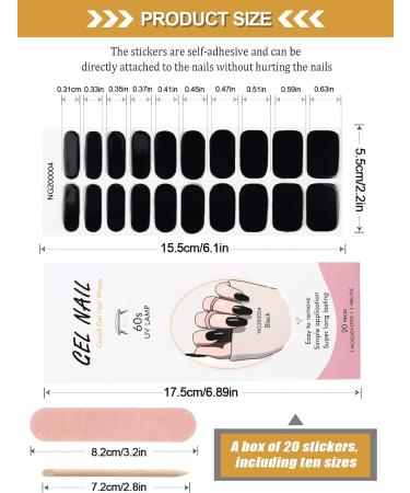 Kalolary 20PCS Black Nail Adhesive Wraps - Gel Polish Strips for UV/LED Lamps - Buy Online on GoSupps.com
