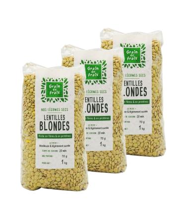 Grain de Frais Lot of 3 blond lentils - 1kg bag
