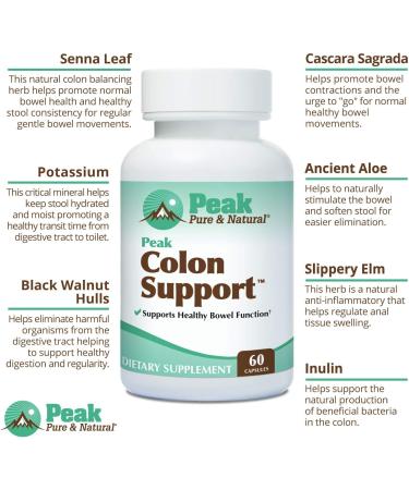 Peak Pure & Natural Colon Support Supplement - Colon Cleanser for Digestive Health - 60 Capsules - Buy Online on GoSupps.com