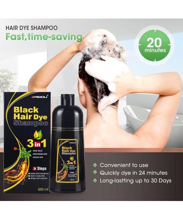 MEIDU Black Hair Dye Shampoo for Gray Hair - 3 in 1 Hair Color Shampoo 500ML - Buy Online on GoSupps.com