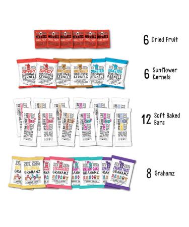 Zee Zees Starter Variety Snack Pack - Soft Baked Bars, Sunflower Kernels, Grahamz & Dried Fruit - Nut Free (32 Count) - Buy Online on GoSupps.com