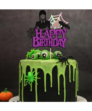 2 Pcs Wednesday Cake Topper Wednesday Cake Topper Wednesday Cake Decorations Halloween Cake Toppers Wednesday Cake Decorations for Girls or Boys Party Decorations - Buy Online on GoSupps.com