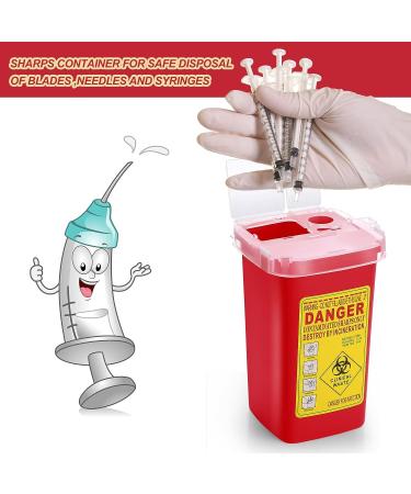 20 Pcs 1 Quart Flip Top Sharps Container - Small Portable Disposal Bin for Tattoo Parlors, Office, Barbershop, Home & Travel - Red, 6x4x3 - Buy Online on GoSupps.com