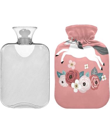 Naanle 2L Flower Horse Unicorn Hot Water Bottle with Cover Large Heat & Cold Therapy for Pain Relief | Perfect for Bed Hands & Feet - Buy Online on GoSupps.com