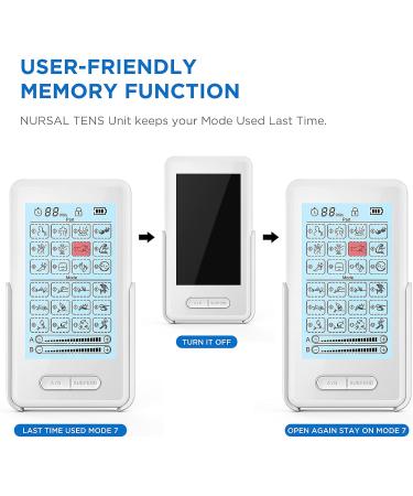 NURSAL Dual Channel TENS Unit - Pain Relief Muscle Stimulator with 16 Pads 24 Modes & Touchscreen for Easy Use - Perfect for Seniors - Buy Online on GoSupps.com