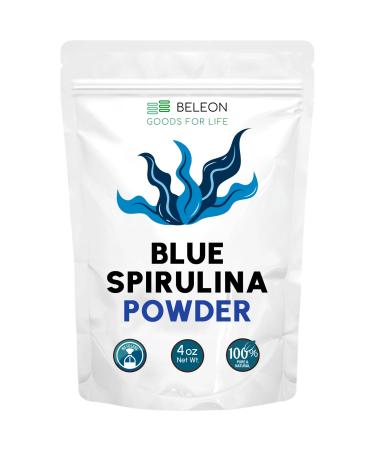 Blue Spirulina Powder 4 oz Spray Dried Phycocyanin-Rich Natural Colorant Antioxidant-Rich Ideal for Smoothies Yogurt Baking