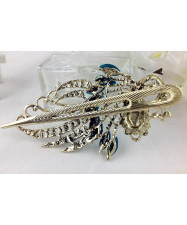 cuhair Mother's Day Gift - Punk Peacock Metal Crystal Hair Clip for Women & Girls - Sky Blue Claw Accessories - Buy Online on GoSupps.com