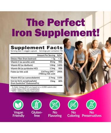LABO Nutrition Femme Iron Endosomal SunActive, Non-Irritating 15mg Iron Supplement for Blood Builder, Vegan, Gentle, No Metallic Aftertaste, Non Constipating, Ideal for Sensitive Stomachs, 90 Count - Buy Online on GoSupps.com