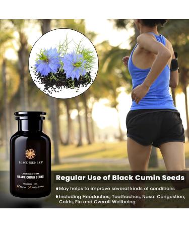 Luxurious Black Cumin Seeds 500g - Sourced Eqyptian Nigella Sativa Seeds | Packed in Beautiful Miron Violet Glass Apothecary Jar - Improve Overall Wellbeing | Made by BLACK SEED LAB in UK - Buy Online on GoSupps.com