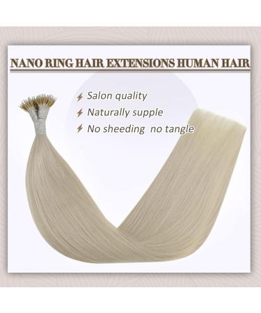 Nano Hair Extensions Human Hair Blonde Nano Beads Hair Extensions Human Hair Platium Blonde Hair Extensions Nano Straight Hair 20in 50g 1g/s #60A - Buy Online on GoSupps.com