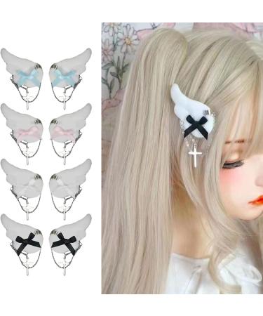 Muloo Angel Wing Hair Clip for Girls Y2K Punk Hairpins Bowknot Hairclips Animation Hair Barrettes Subculture Hair Accessories Pink - Buy Online on GoSupps.com