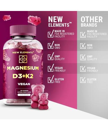 New Elements Magnesium Gummies with Vitamin D3, K2, Biotin & Collagen Peptides - Complete Immune Support Formula - Buy Online on GoSupps.com
