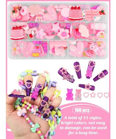 EBANKU 100 Pcs Pink Resin Flatback Decorations - 36 Styles Mixed Kawaii Slime Charms for DIY Crafts & Jewelry Making - Buy Online on GoSupps.com
