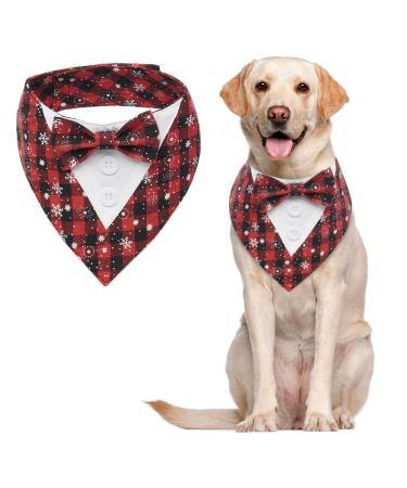 Maustlie Dog hill cloth Christmas dogs Smoking Bandana formal pet smoking fly adjustable pet suit fly banda for wedding birthday halloween christmas (l snowflakes) l snowflakes