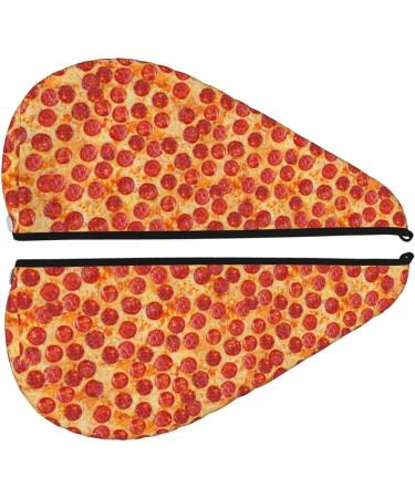 Fast-Drying Hair Towel Wrap | Button Design Towel Turban - Pizza Print - Buy Online on GoSupps.com