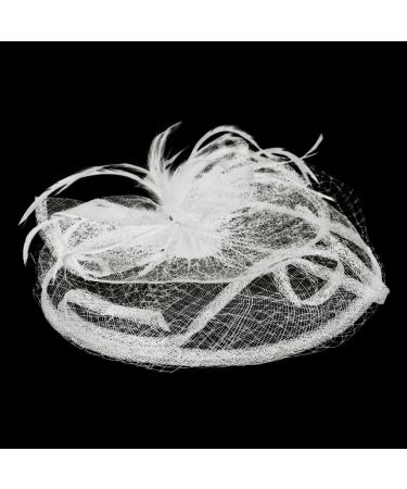 Tulle Fascinator Hats with Spring Flower Clip - Elegant Hair Accessories for Weddings & Tea Parties - Women's Veil Head Jewelry in White - Buy Online on GoSupps.com